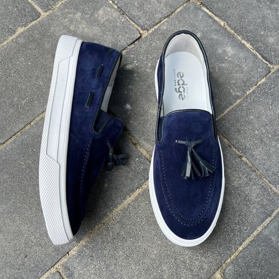 Сині лофери на білій підошві 42 розмір