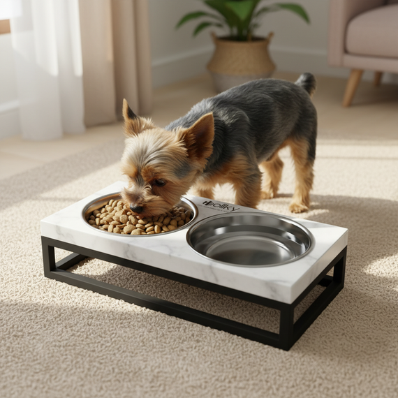 Миски на подставке для маленьких собак и котов Hollky Base XS (2 × 0,25 л) BXS-28145-BLWH | Зображення 1