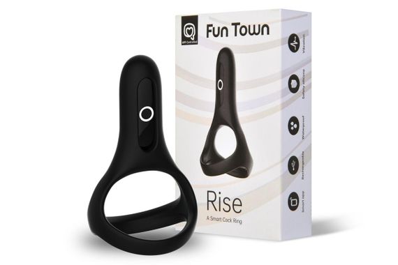 Подвійне ерекційне кільце Fun Town Rise Black, керування зі смартфона Sex Aura