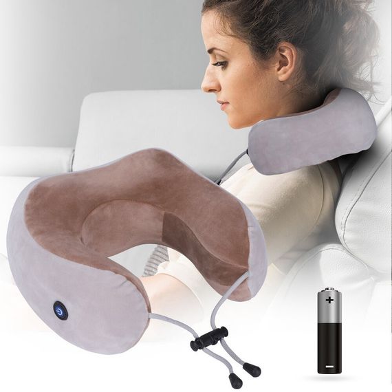 Массажная подушка для шеи с памятью U-Shaped Upgrade Vibration Pillow от батареек | Зображення 3