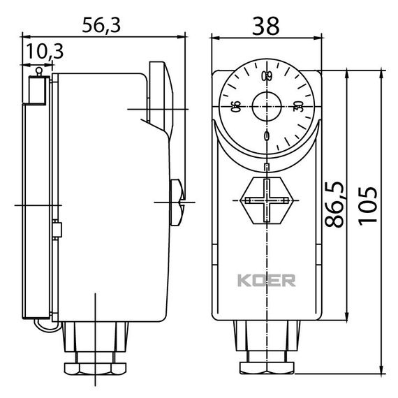 Термостат механический накладной Koer KR.1351 (0...+90*C) (KP2776) | Зображення 1