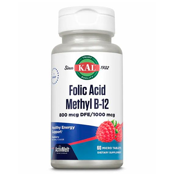 Фолиевая кислота KAL Folic Acid Methyl B-12 60 Micro Tablets Raspberry