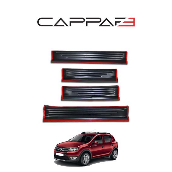 Накладки на дверные пороги EuroCap (4 шт, ABS) для Renault Sandero 2013-2024 гг | Зображення 7