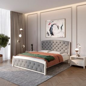 Односпальне дерев&#039;яне ліжко Mebigrand Мехіко Айворі (S0505Y30R)/Аляска 93 (Сірий) 90х200 см (MBG-12300)