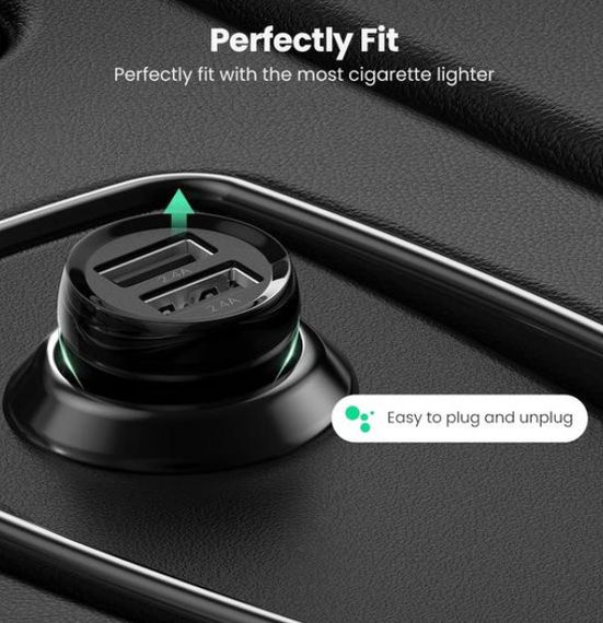 Автомобильное зарядное устройство Ugreen ED018 24W 2xUSB Charger Черный | Зображення 5