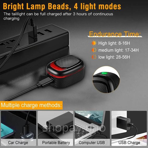 Стоп-сигнал-поворот велосипедний в зборі A5P-LED, Велосипед задній ліхтар лампа ліхтар YV-47 | Зображення 7