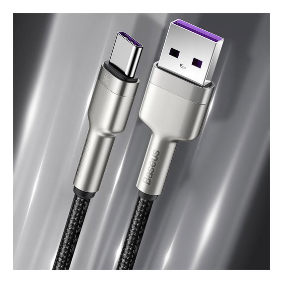 Дата кабель USB 3.1 AM to Type-C 0.25m CAKF 6.0A 66W Cafule Series Metal Data Cable Black Baseus (CAKF000001) | Зображення 9