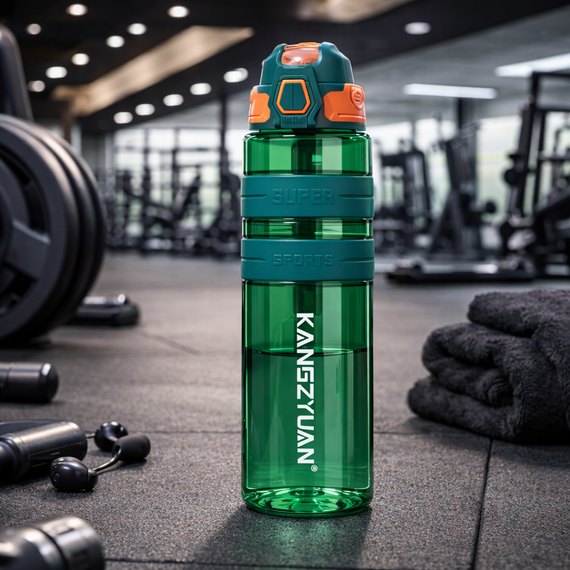 Спортивная бутылка для воды KANGZYUAN 500 мл Зеленая Тритановая (BPA Free), с клапаном и поилкой | Зображення 8