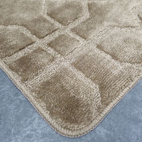 Набір килимків для ванної кімнати 2шт 57*100см+57*50см U-виріз Геометрія Joy бежевий тафтинг Дариана | Зображення 4