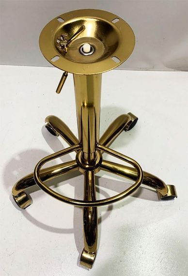 Високий стілець на золотій хрестовині з колесами Foro Button BAR GD-Office з регулюванням висоти, м'яке сидіння шкірозамінник білий | Зображення 4