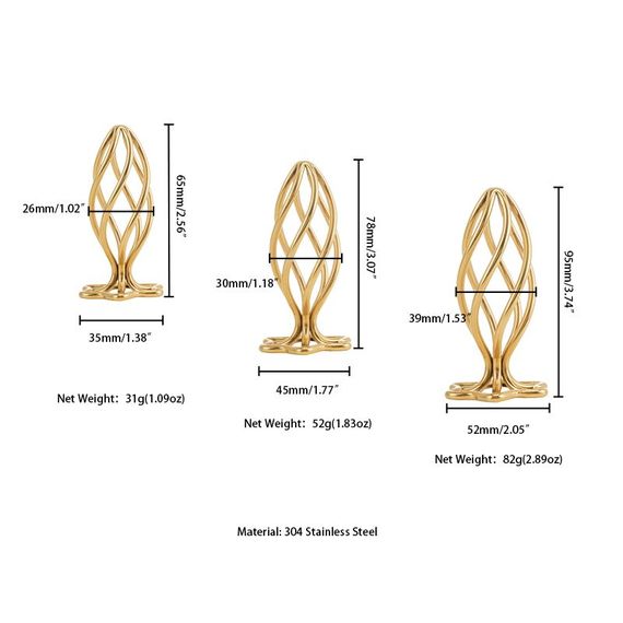 Металева анальна пробка LOCKINK SEVANDA Hollow Spiral Golden, S, золотиста, діаметр 2,6 см | Зображення 7