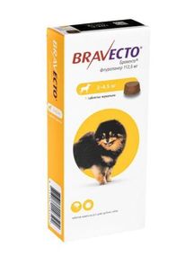 Жевательная таблетка для животных  Bravecto (Бравекто) от блох и клещей 2-4,5 кг