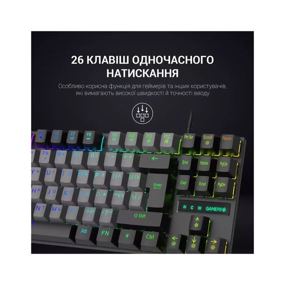 Клавіатура GamePro MK100B Blue Switch LED USB Black (MK100B) | Зображення 8