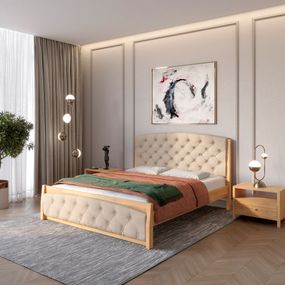 Двоспальне ліжко Mebigrand Мехіко Горіх світлий/Аляска 23 160х190 см (MBG-1334)