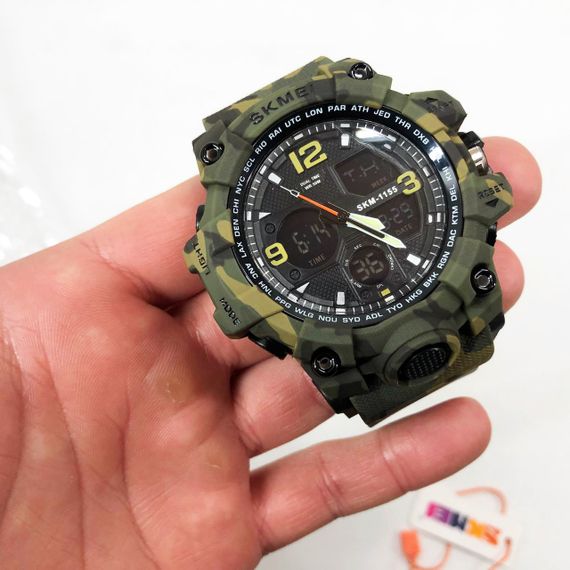 Електронні спортивні годинники SKMEI 1155BCMGN GREEN CAMO, Наручні годинники чоловічі тактичні чоловічі FH-31 | Зображення 1