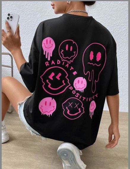 Футболка жіноча з принтом повсякденна XL Чорний