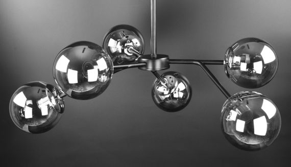 Люстра стельова на 6 лампочок 26494 Чорний 25-63х65х65 см.