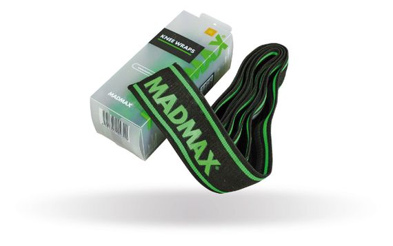 Бинти на коліна MadMax MFA-299 Non slide &amp; slip knee wraps 2.0m Black/Green | Зображення 1