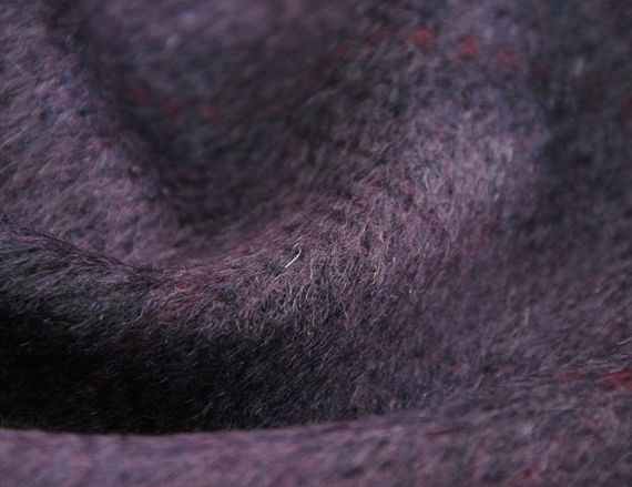Пальтовая ткань итальянская шерстяная натуральная с ворсом, фиолетово сиреневая клеточка FA 21 | Зображення 1