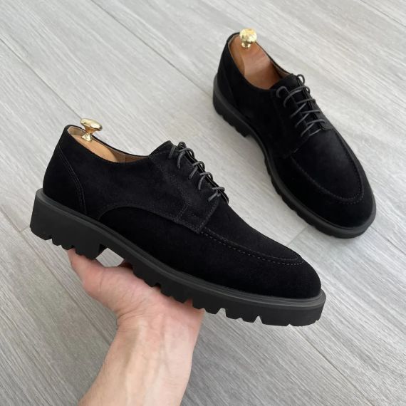 Стильні замшеві туфлі на грубій підошві 42 розмір | Зображення 3