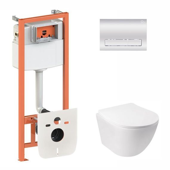 Готове рішення Qtap для ванної кімнати: підвісний унітаз Jay Rimless 520х360х320 + комплект інсталяції Nest 4 в 1 (лінійна