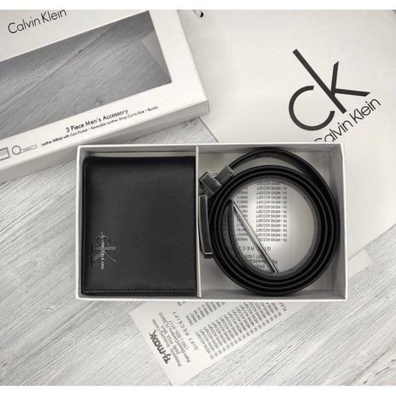 Чоловічий подарунковий набір ремінь і портмоне Calvin Klein натуральна шкіра | Зображення 1