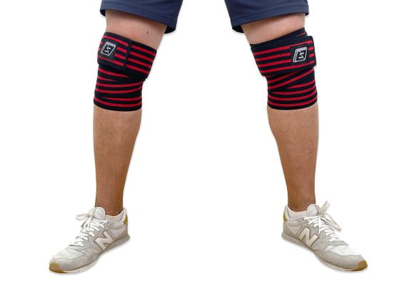 Бинт для присідань EasyFit фіксатор колінного суглоба 200 см 1 шт Чорно-червоний (EF-0065) | Зображення 1