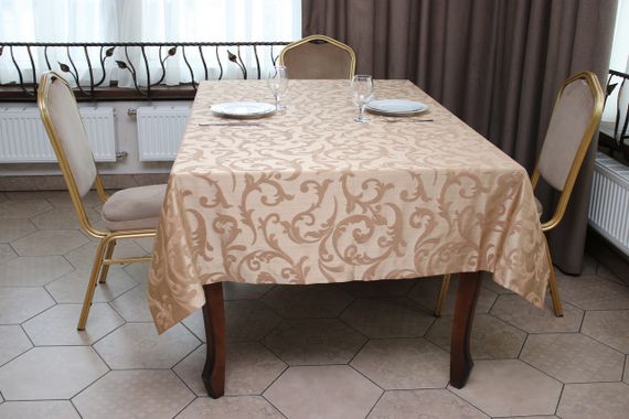 Cкатерть Kayra жаккардовая “Вензель”, 155 х 290 см Бежевый | Зображення 1