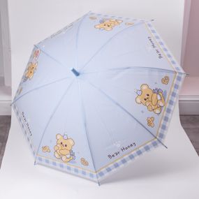 Класична дитяча парасолька-тростина напівавтомат з поліестеру міцна надійна 8 спиць діаметр 94 см Блакитний HP-23-11BL