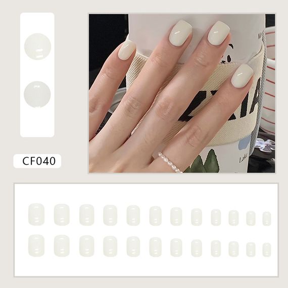 Накладные ногти с клеем CF040 Белый 24 шт (A9590)