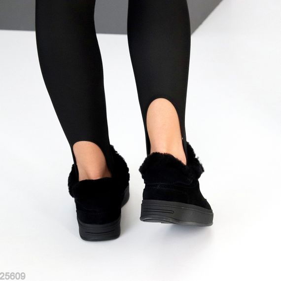 Класні Чорні зимові кросівки натуральна замша опушка цигейка | Зображення 5
