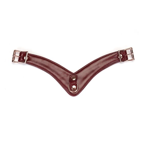 Кожаные трусики для вибратора Liebe Seele Wine Red Forced Orgasm Strop, полностью регулируемые | Зображення 6