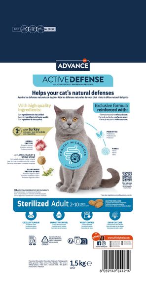 Сухий корм з індичкою для стерилізованих котів Advance Cat Sterilized Turkey, 1.5 кг | Зображення 1