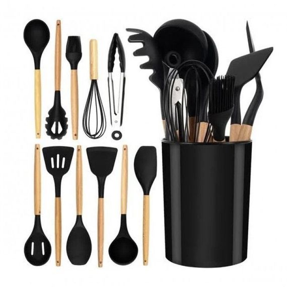 Силіконові кухонні приналежності набір UNIQUE, Набір кухонних приладдя kitchen set з підставкою WX-57 | Зображення 1