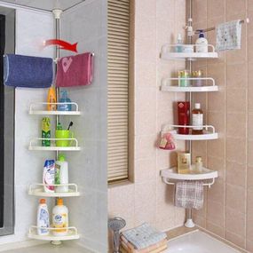 Кутова телескопічна полиця у ванну Multi Corner Shelf, Кутова полиця у ванну на розпірці.