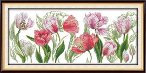 Набір для вишивання за нанесеною на канву схемою "The spring tulips". AIDA 14CT printed, 76*37 см