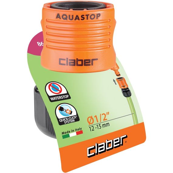 Конектор для поливального шланга  1/2" з системою "Aquastop" Claber 8602 | Зображення 1