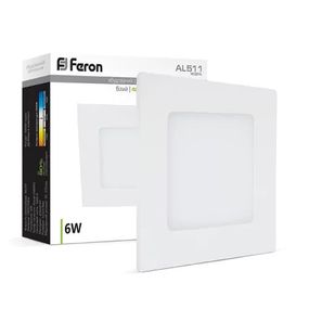 Вбудований світильник Feron AL511 6W квадратний білий