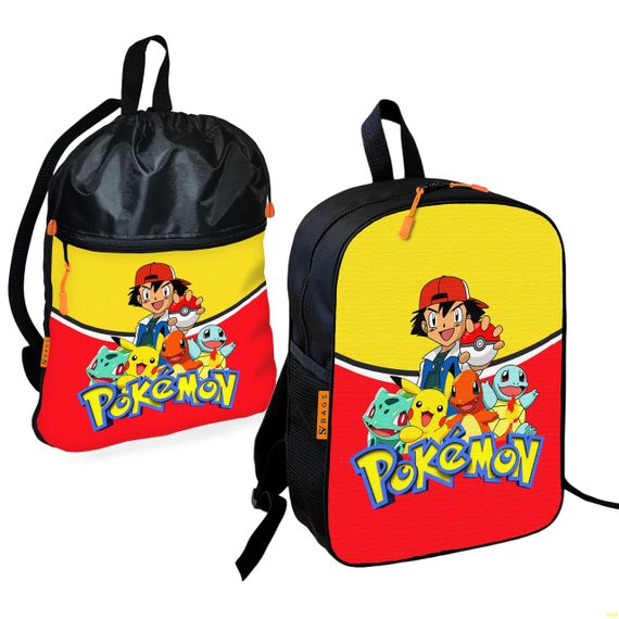 Школьный рюкзак детский Покемон Пикачу + Сумка для обуви спортивной формы рюкзак-мешок  для мальчика (01798)