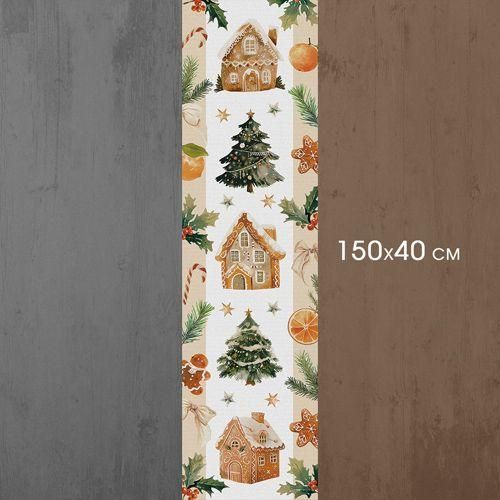 Доріжка на стіл Ялинки та будиночки 150x40 см (DR__25NG007) | Зображення 2