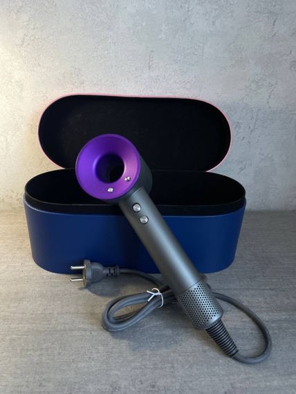 Фен  Super Hair Dryer фіолетовий з іонізацією та турборежимом з кесом на 1 насадку | Зображення 2