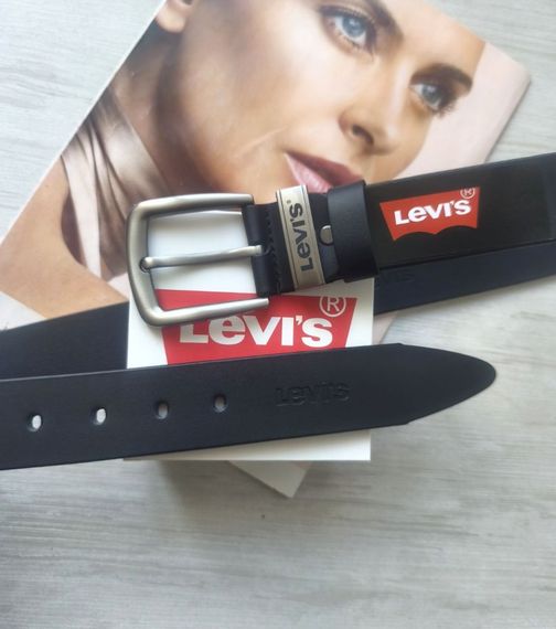 Чоловічий шкіряний ремінь black Levis | Зображення 1