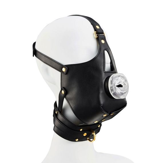 Маска-збруя для орального сексу з повідцем LOCKINK SEVANDA Blowjob Head Muzzle with Leash Sex Aura | Зображення 2