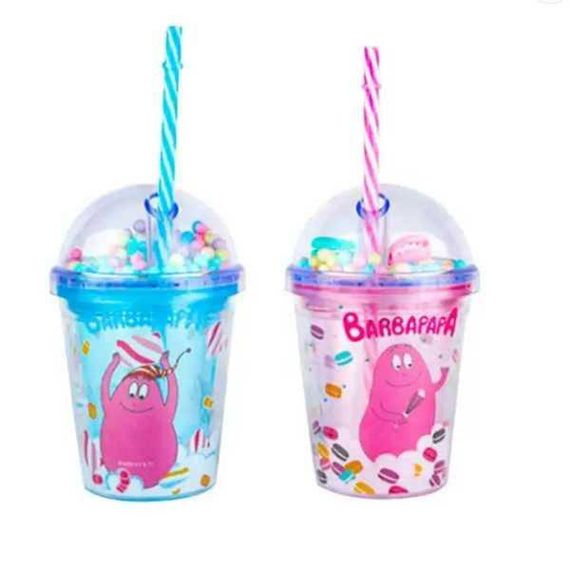 Мультяшний кухоль, склянка з подвійними стінками, соломинкою та різнокольоровими кульками Блакитна