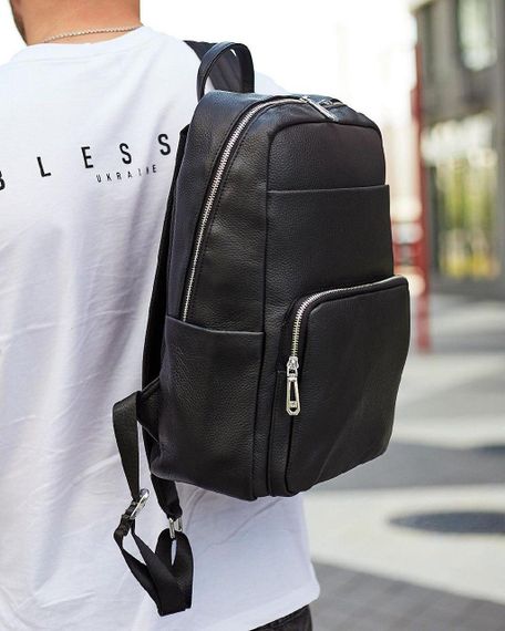 Чоловічий шкіряний рюкзак для ноутбука і подорожей чорний Tiding Bag 59331 | Зображення 1