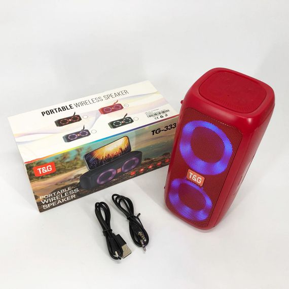 Портативная колонка TG333 2x5W с RGB подсветкой, беспроводная колонка портативная мощная. Цвет: красный | Зображення 6