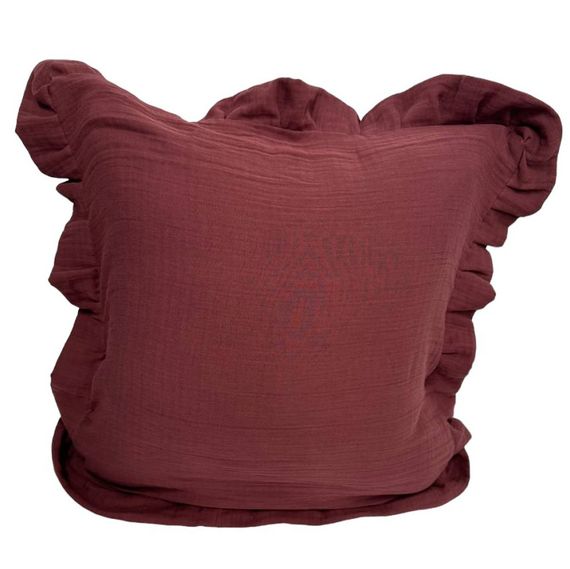 Декоративна наволочка SoundSleep Muslin Burgundy 45х45 см із рюшами бургунді (94331776) | Зображення 3