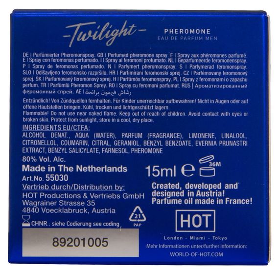 Чоловічі парфуми з феромонами - HOT Twilight Pheromon Men, 15 мл Sex Aura | Зображення 3