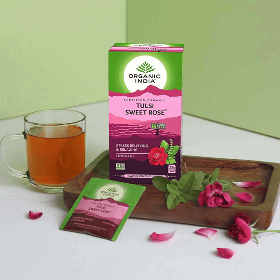Органічний індійський чай Тулсі, солодка троянда  25 пакетиків Organic India 801541605002 | Зображення 1