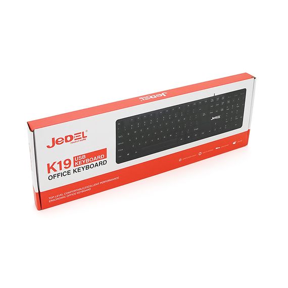 Клавіатура USB JEDEL K19, довжина кабелю 170см, (Eng/Укр/Рус), (450х150х30 мм) Black, 104к, Q20 | Зображення 1